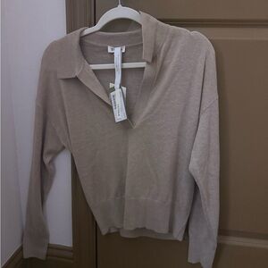 Chic Beige V-Neck Sweater for Women
